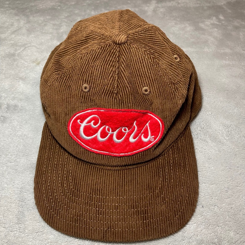 Coors Banquet Hat Men OS Brown Corduroy Snapback Beer Logo Cap Mad Engine Cotton
